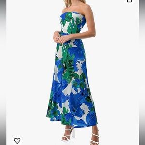 ARIELLA Women’s Tube Flare Maxi Dress Floral Printed Strapless Flower Print